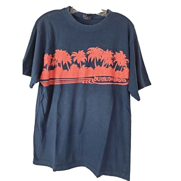 Other - Bermuda Beach Palm Trees Mens Shirt Navy Blue Size L‎ GUC
